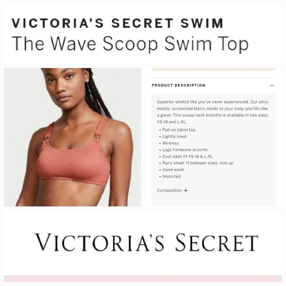 Victoria's secret very sexy swim the wave scoop bikini swim top XS S M - Picture 1 of 7